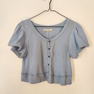 We The Free blue puff sleeved button down cardigan Size XS (generous)